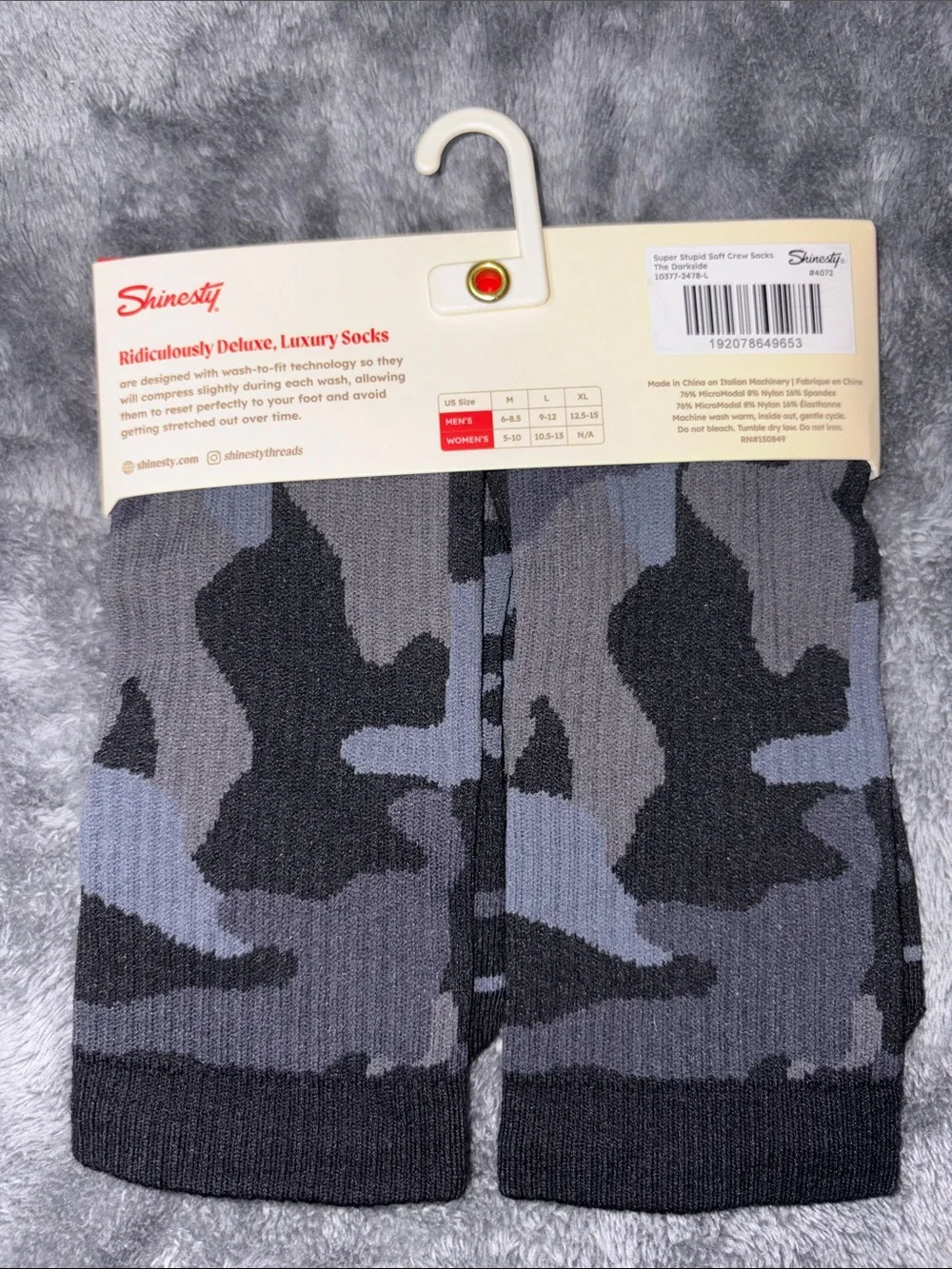 Shinesty The Darkside Super Soft Crew Sock NWT